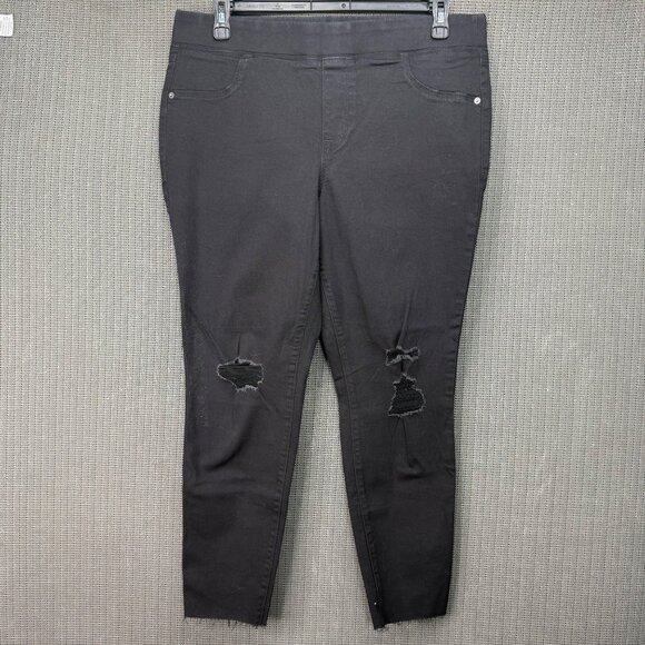 Old Navy Women's Pants Size 16 Rockstar Black Distressed Jeggings Stretch Denim - Picture 1 of 9